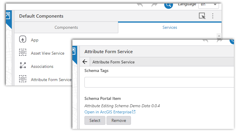 Image showing Attribute Form Service in Services tab Image showing Attribute Form Service in Services tab