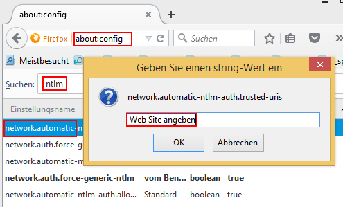 NTML Authentifizierung im Firefox