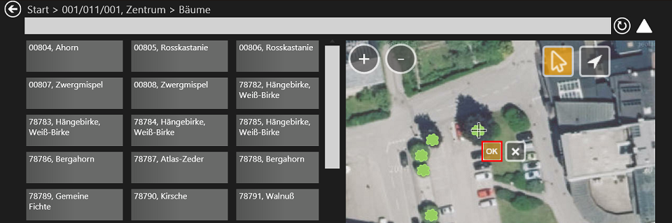 Grünanlage einsehen - grafische Auswahl von Bäumen