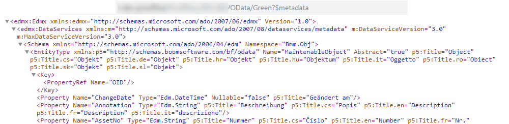 Ausschnitt des LiveLink-XML-Endpunktes Grünflächenmanagement
