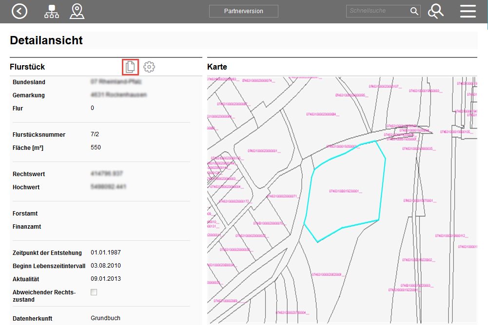 Flurstück kopieren_Detailansicht