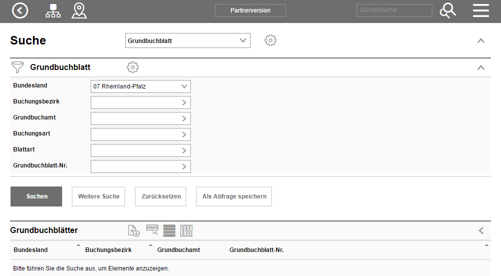 Suche nach Grundbuchblatt