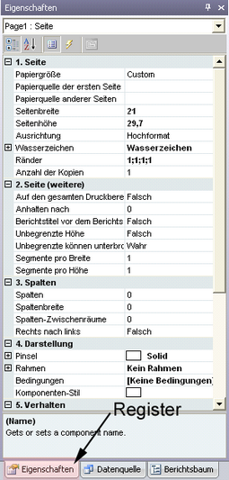 Register Eigenschaften