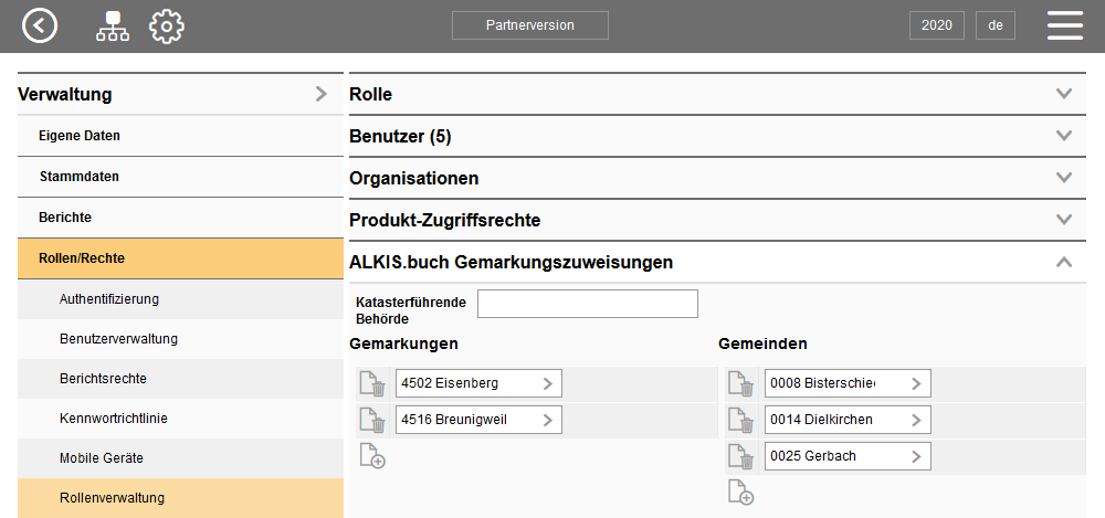 Hinzufügen von Gemarkungen