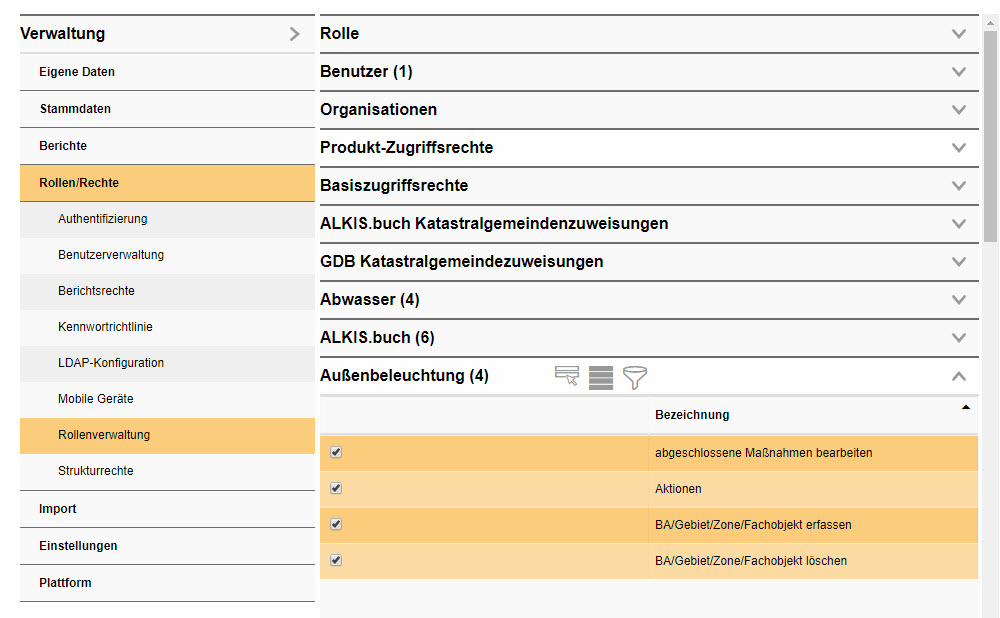 Rollenverwaltung-Auenbeleuchtung