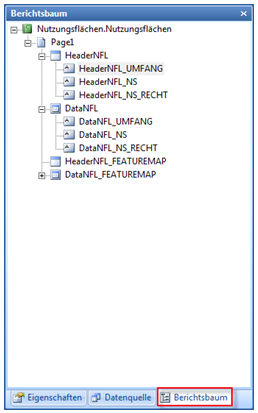 Registerkarte "Berichtsbaum"