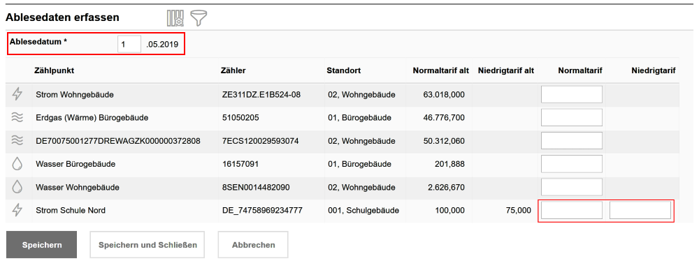 004_Ablesewerte eintragen