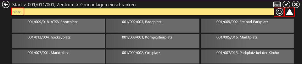 Funktionen der Filterzeile