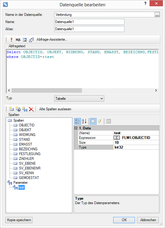 Parameter definieren Parameter definieren