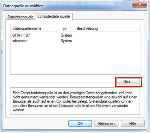 Neue Datenquelle erstellen