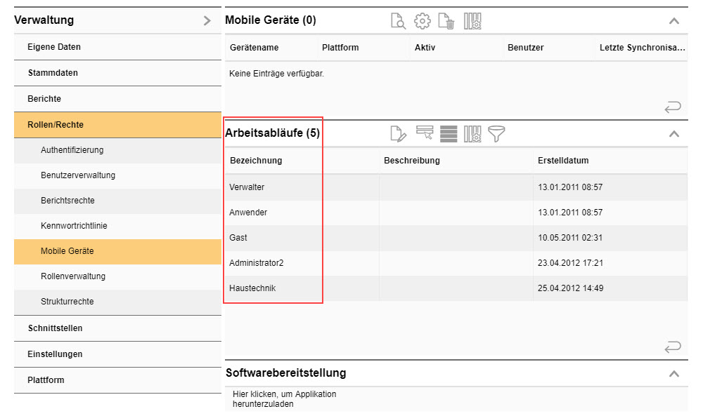 Arbeitsabläufe am mobilen Gerät konfigurieren