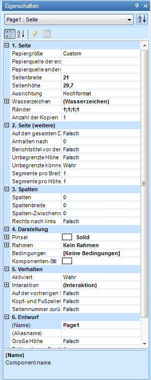 Eigenschaften der Arbeitsfläche (Seite)