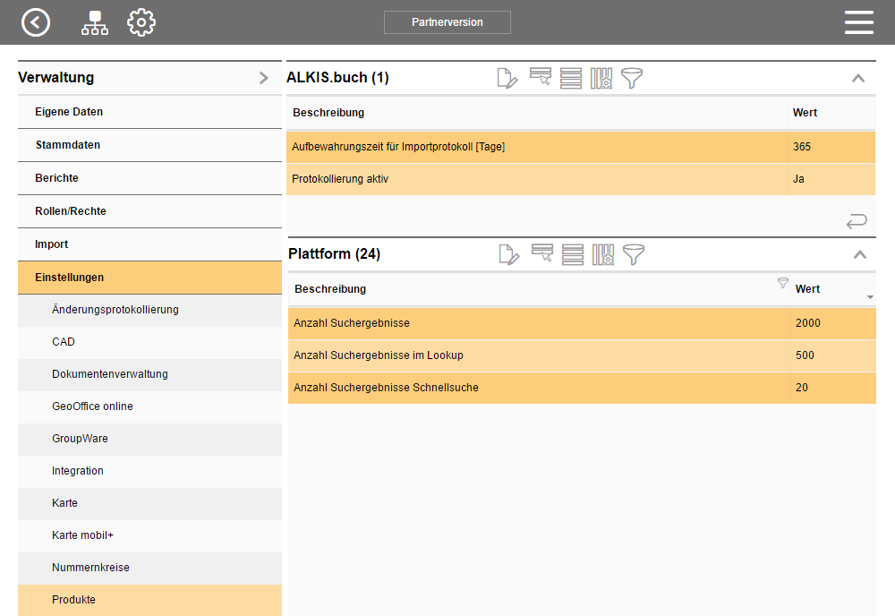 Systemeinstellungen ALKIS.buch