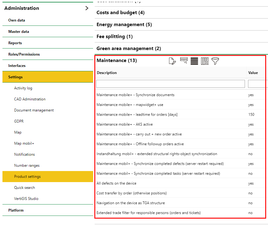 maintenance-product-settings