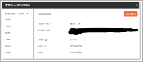 reporting-postman-application-manage-access-tokens-window