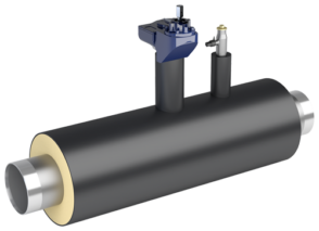 Kugelhahn mit einer Entlüftung (rechts im Bild)