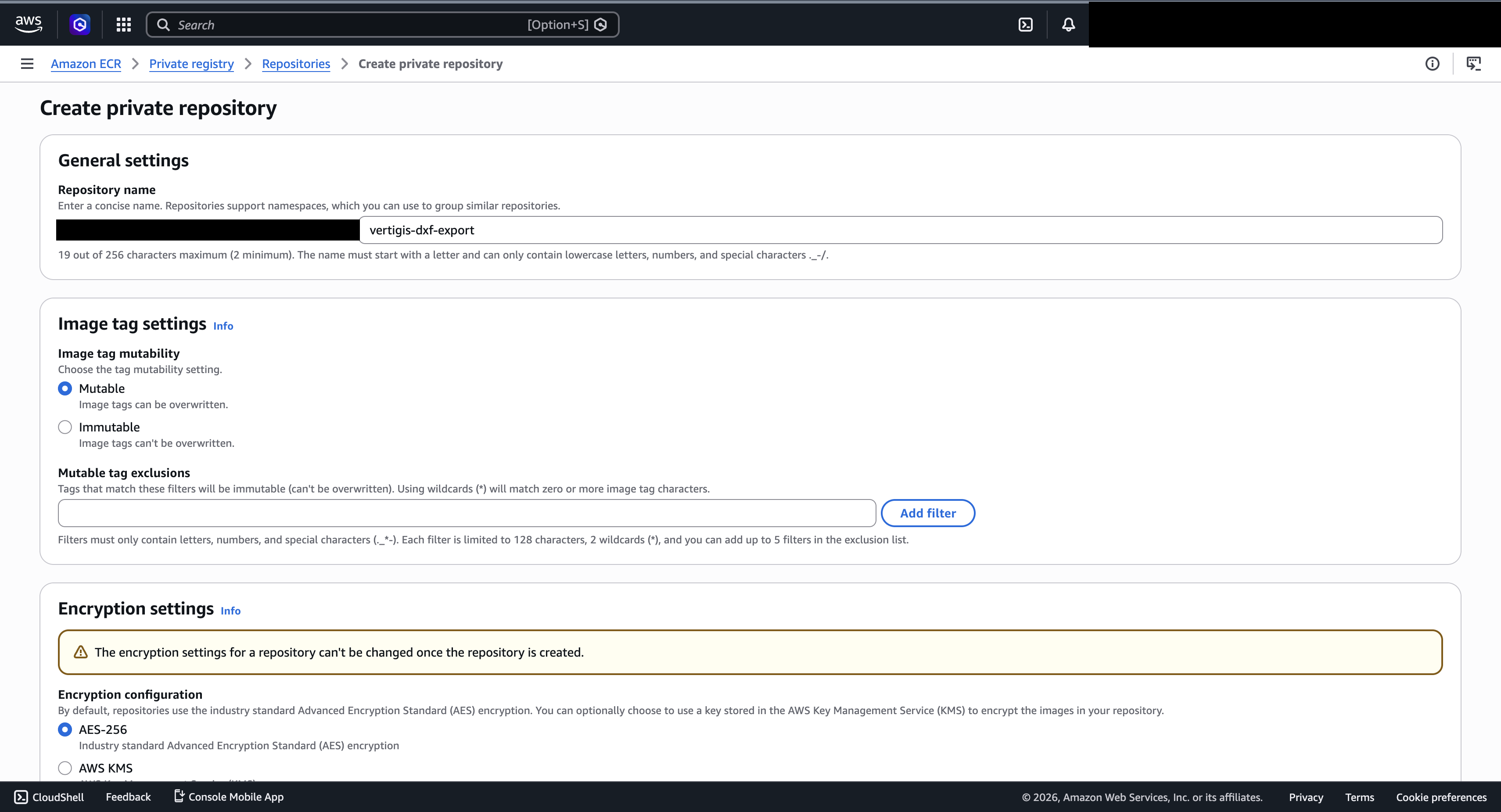 Create private repository