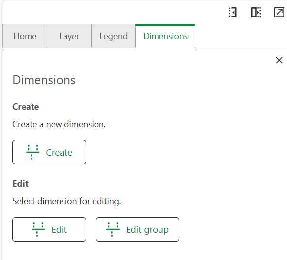 VNE edit dimension or edit a group of dimensions 